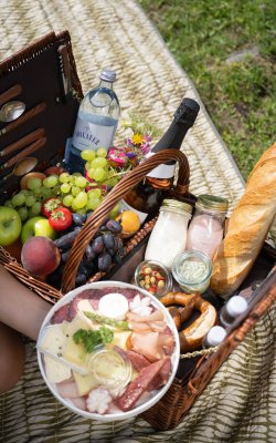 Picknickkorb mit Obst und Essen