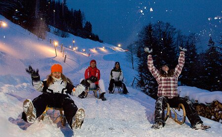 Beleuchtete Rodelbahn in Großarl
